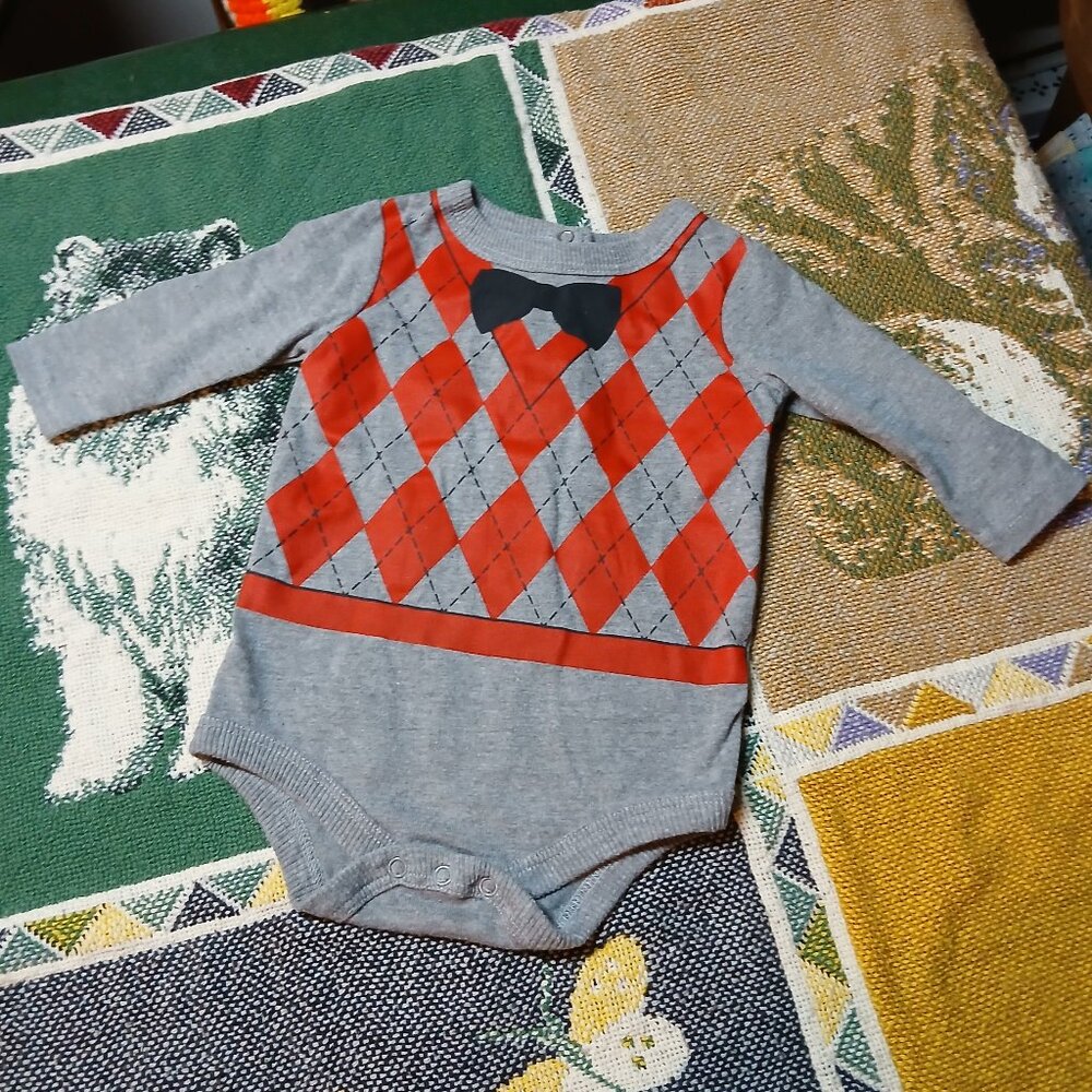 Circo 3M Infant Baby Heather Gray Faux Checkered Vest Onesie